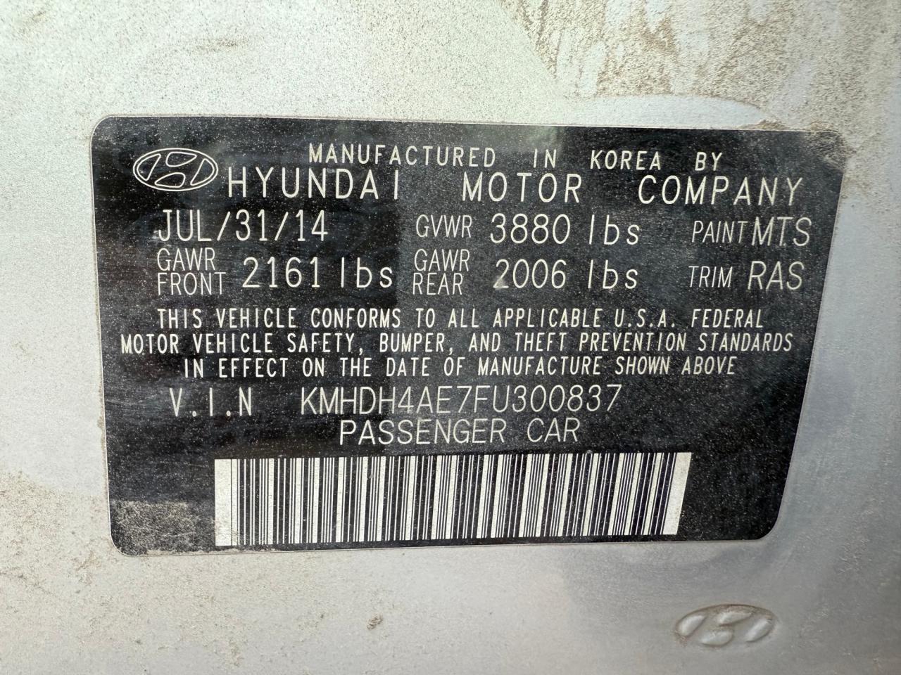 Lot #2996484758 2015 HYUNDAI ELANTRA SE