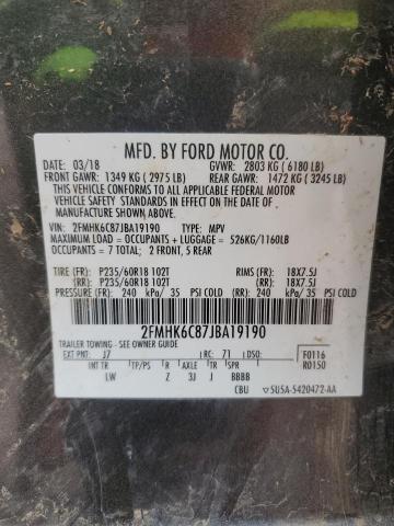 2018 FORD FLEX SEL - 2FMHK6C87JBA19190