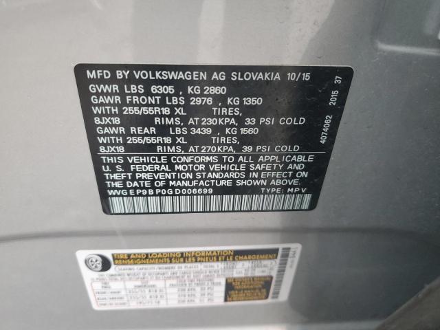 VIN WVGEP9BP0GD006699 2016 VOLKSWAGEN TOUAREG TD no.12