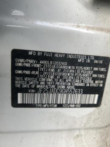 2016 SUBARU FORESTER 2 - JF2SJADC9GH557633