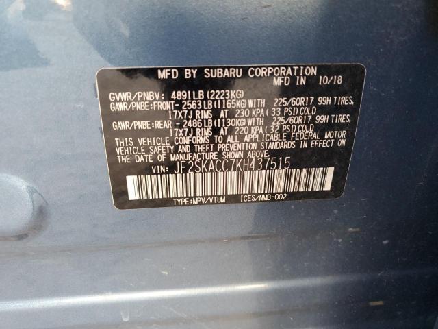 2019 SUBARU FORESTER JF2SKACC7KH437515