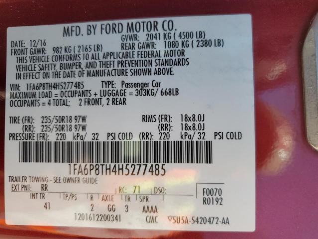 2017 FORD MUSTANG - 1FA6P8TH4H5277485