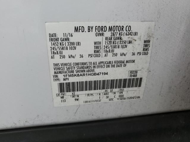 2017 FORD EXPLORER P 1FM5K8AR1HGB47194