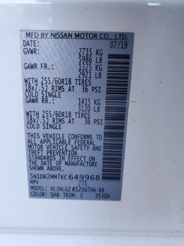 2019 NISSAN PATHFINDER - 5N1DR2MM7KC649968
