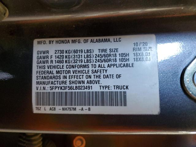 VIN 5FPYK3F56LB023491 2020 HONDA RIDGELINE no.12