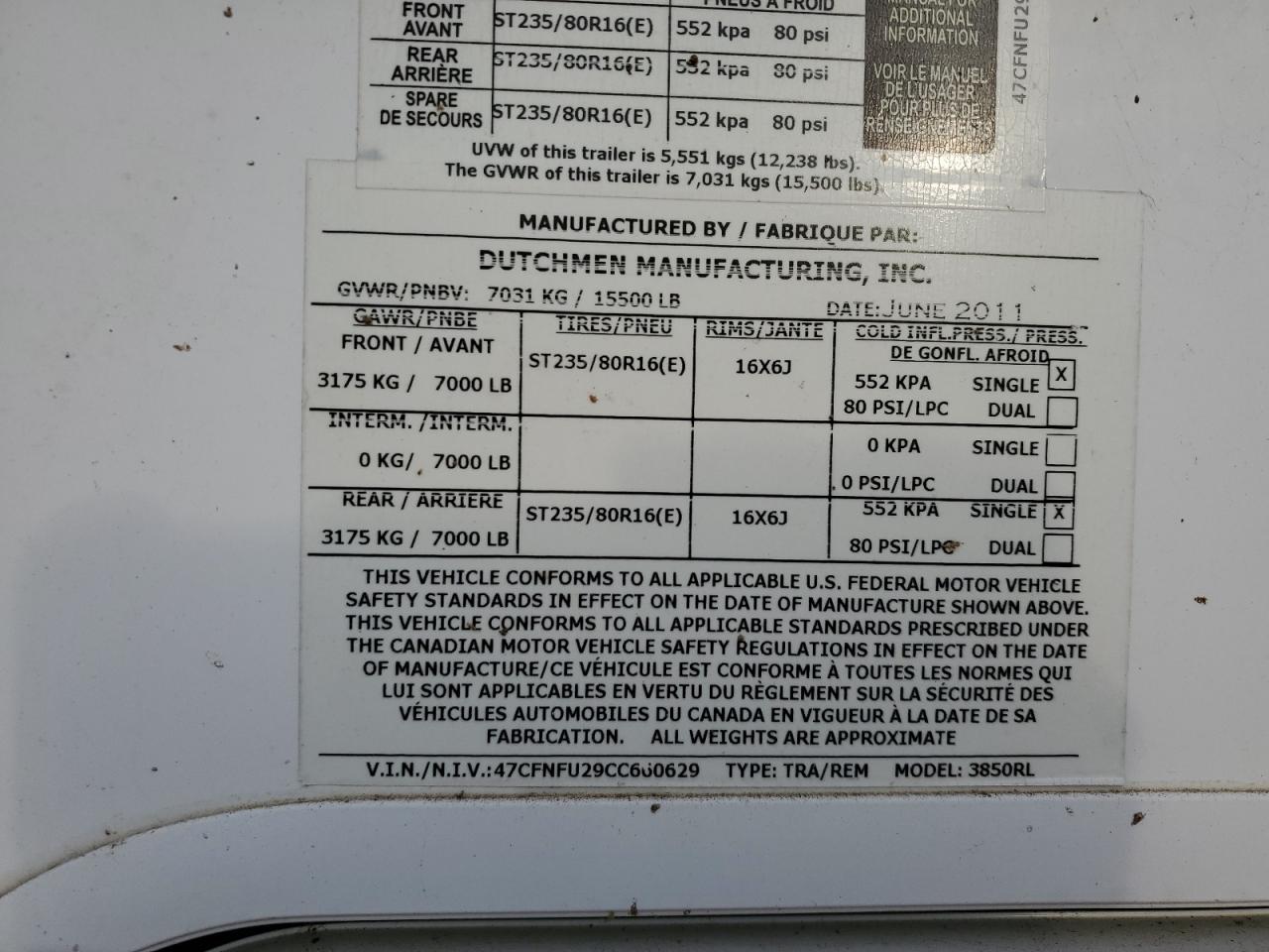 Lot #2995641657 2012 DUTC INFINITY