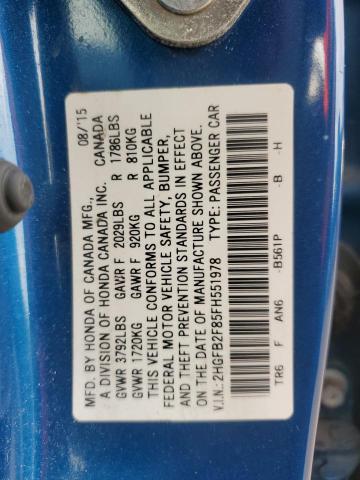 2015 HONDA CIVIC EX - 2HGFB2F85FH551978