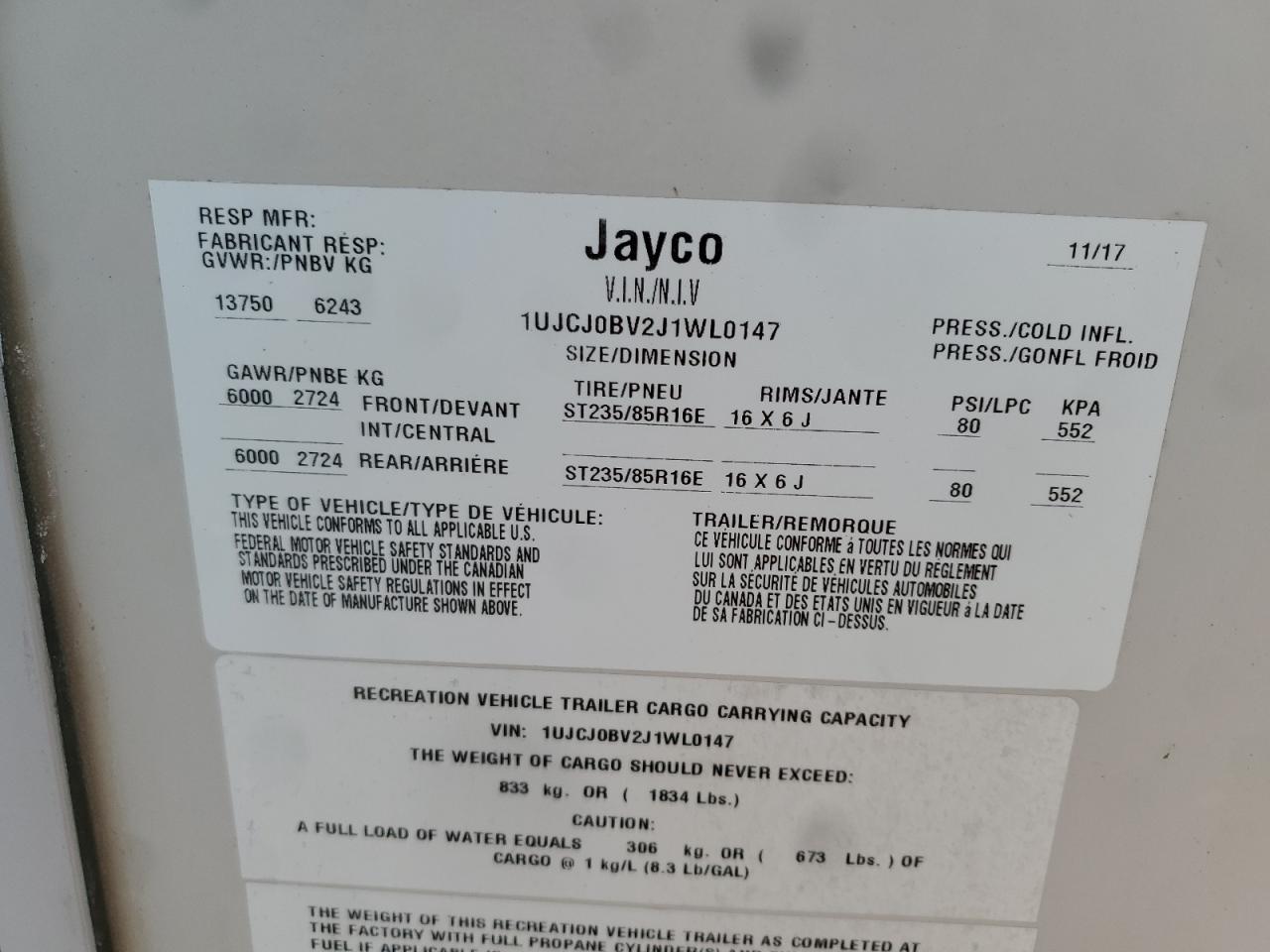 Lot #2996714041 2018 JAYCO EAGLE