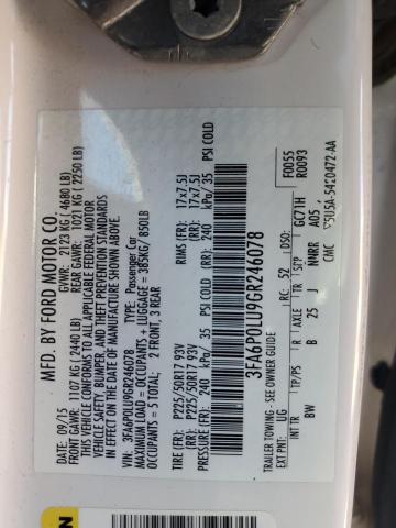 2016 FORD FUSION SE - 3FA6P0LU9GR246078