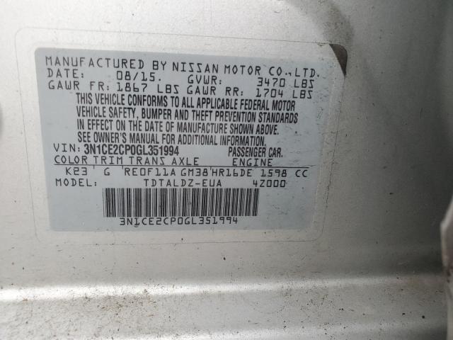 VIN 3N1CE2CP0GL351994 2016 NISSAN VERSA no.12