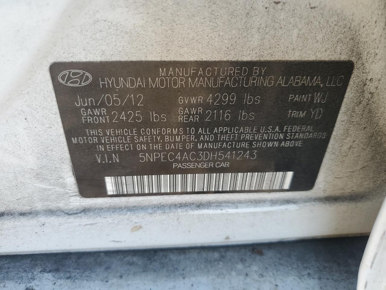 Lot #3029692069 2013 HYUNDAI SONATA SE