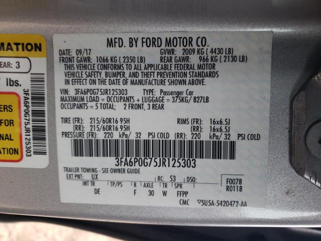 2018 FORD FUSION S - 3FA6P0G75JR125303