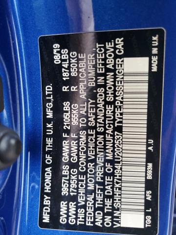 2020 HONDA CIVIC SPOR - SHHFK7H94LU202537
