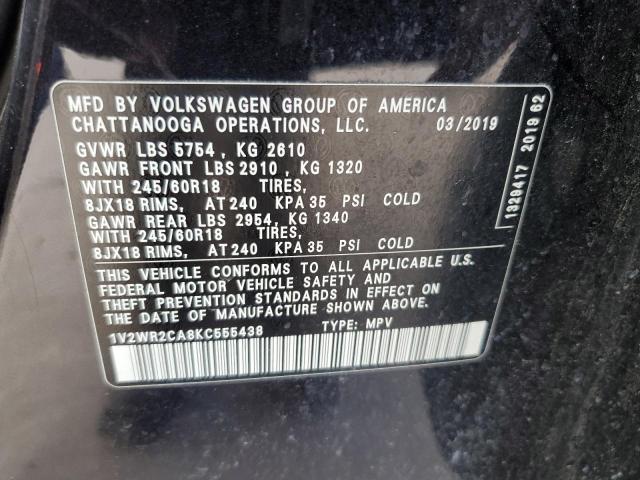 VIN 1V2WR2CA8KC555438 2019 VOLKSWAGEN ATLAS no.13