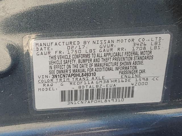 2017 NISSAN VERSA S - 3N1CN7AP0HL849310