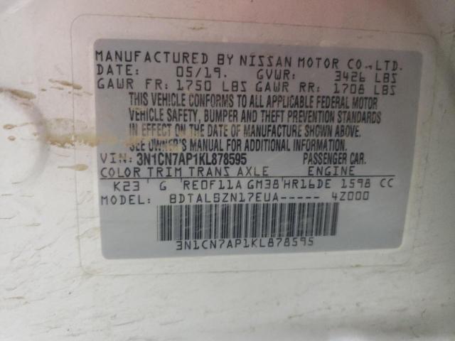 2019 NISSAN VERSA S - 3N1CN7AP1KL878595