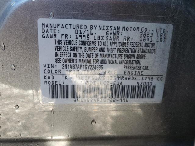 2016 NISSAN SENTRA S - 3N1AB7AP1GY224996