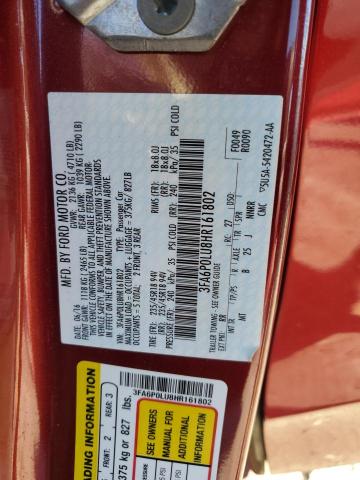 VIN 3FA6P0LU8HR161802 2017 Ford Fusion, Se Hybrid no.12