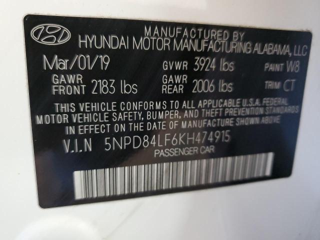 VIN 5NPD84LF6KH474915 2019 HYUNDAI ELANTRA no.12