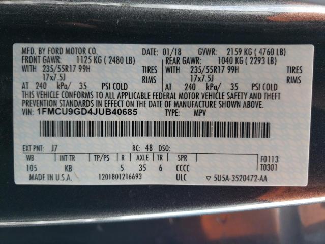 2018 FORD ESCAPE SE - 1FMCU9GD4JUB40685