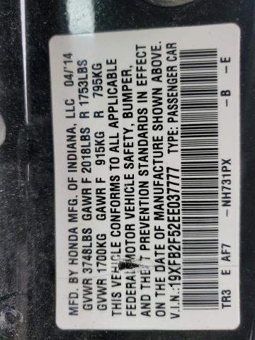 19XFB2F52EE037777 2014 HONDA CIVIC
