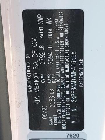 2021 KIA FORTE GT LINE 3KPF34AD7ME416568