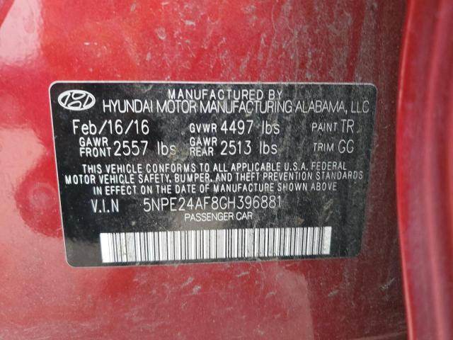 VIN 5NPE24AF8GH396881 2016 HYUNDAI SONATA no.12