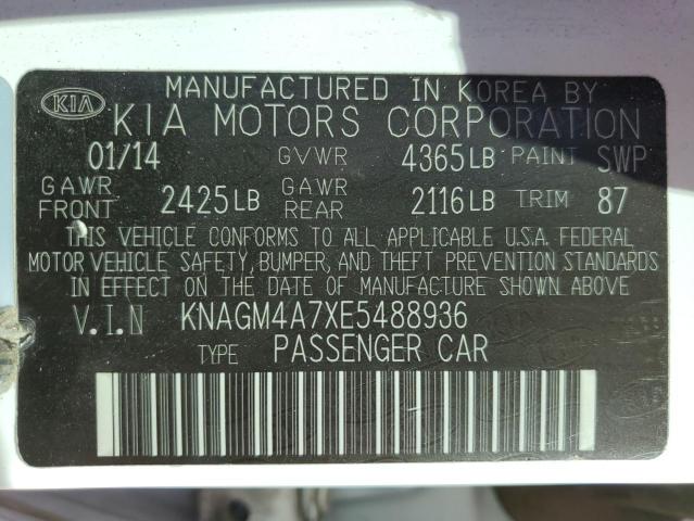 VIN KNAGM4A7XE5488936 2014 KIA OPTIMA no.13