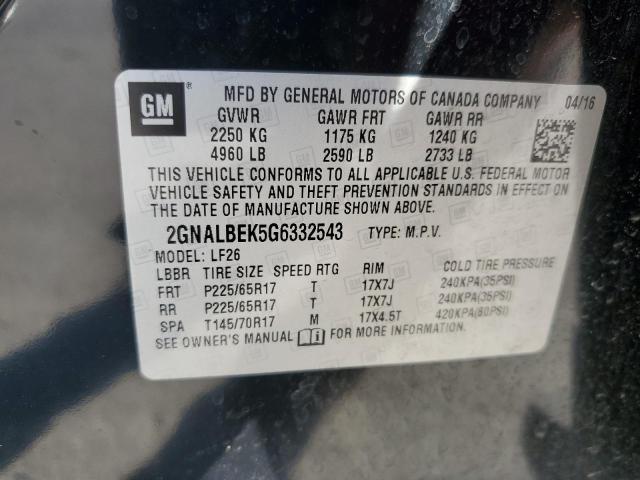 VIN 2GNALBEK5G6332543 2016 Chevrolet Equinox, LS no.13