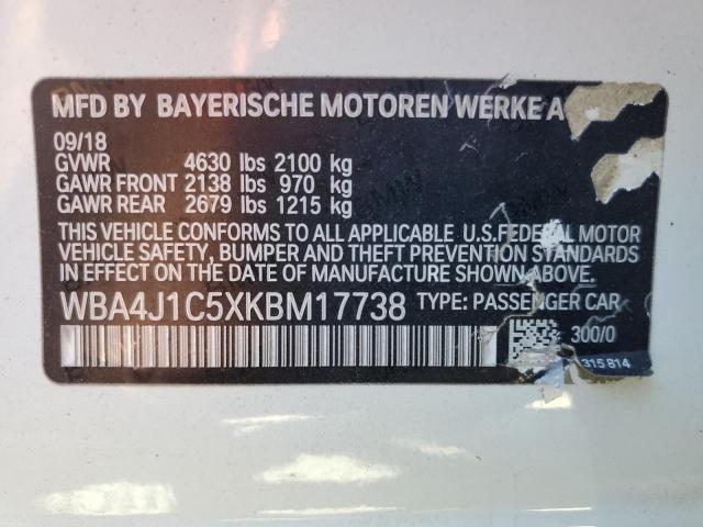 VIN WBA4J1C5XKBM17738 2019 BMW 4 SERIES no.12