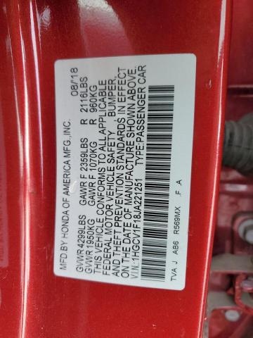 VIN 1HGCV1F18JA221251 2018 HONDA ACCORD no.12