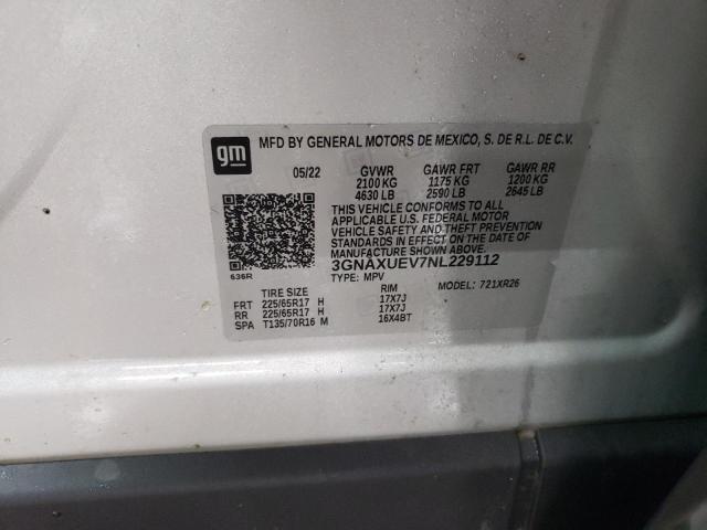 2022 CHEVROLET EQUINOX LT - 3GNAXUEV7NL229112
