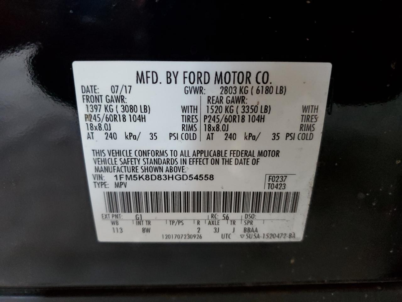 Lot #2977154230 2017 FORD EXPLORER X