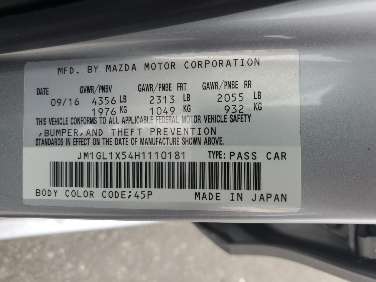 Lot #2972343513 2017 MAZDA 6 GRAND TO