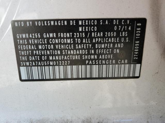 2015 VOLKSWAGEN GOLF TDI 3VW2A7AU5FM012227