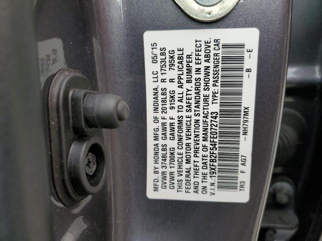 VIN 19XFB2F54FE072743 2015 HONDA CIVIC no.12