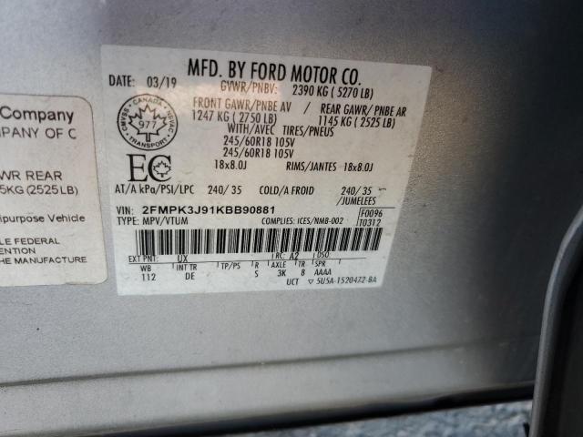 2019 FORD EDGE SEL - 2FMPK3J91KBB90881
