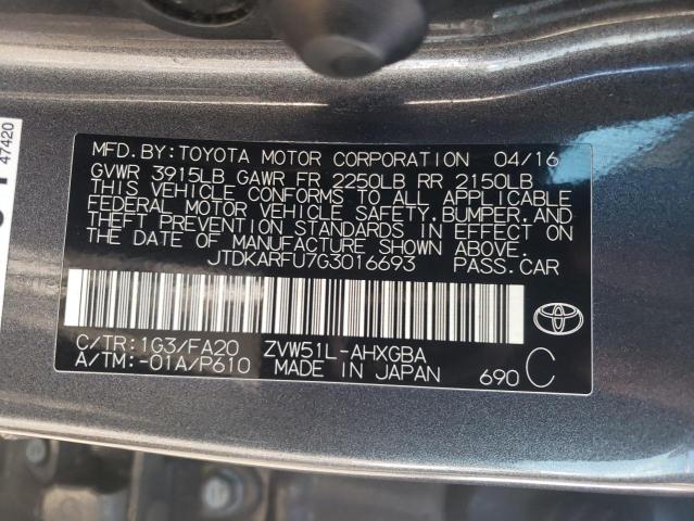 2016 TOYOTA PRIUS - JTDKARFU7G3016693