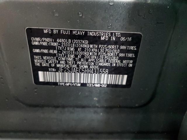 2017 SUBARU FORESTER 2 - JF2SJAEC5HH431558