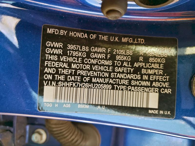 2017 HONDA CIVIC LX #3301791336