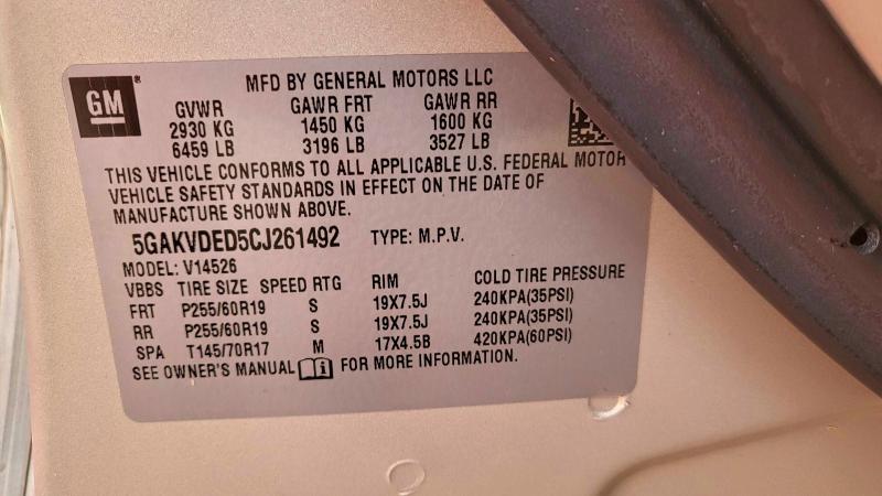 2012 BUICK ENCLAVE #3297068490