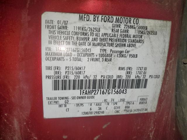 2007 FORD FIVE HUNDR #3284338027