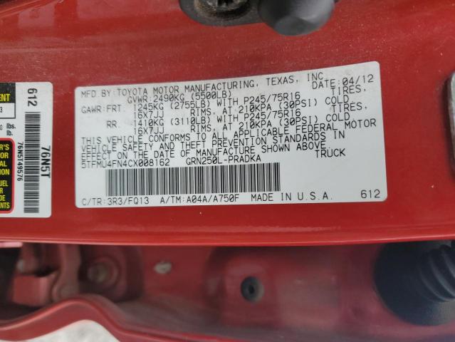 2012 TOYOTA TACOMA DOU - 5TFMU4FN4CX008162