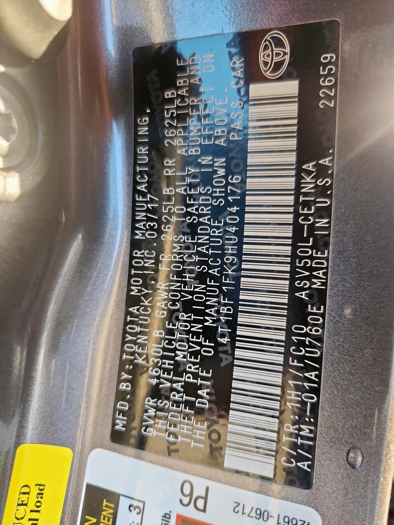 2017 TOYOTA CAMRY LE #3290352780