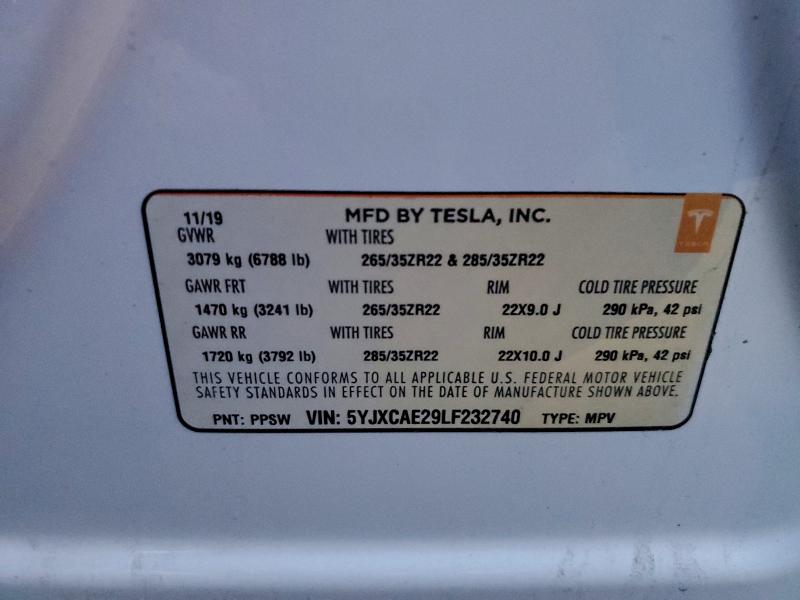 2020 TESLA MODEL X #3295429933