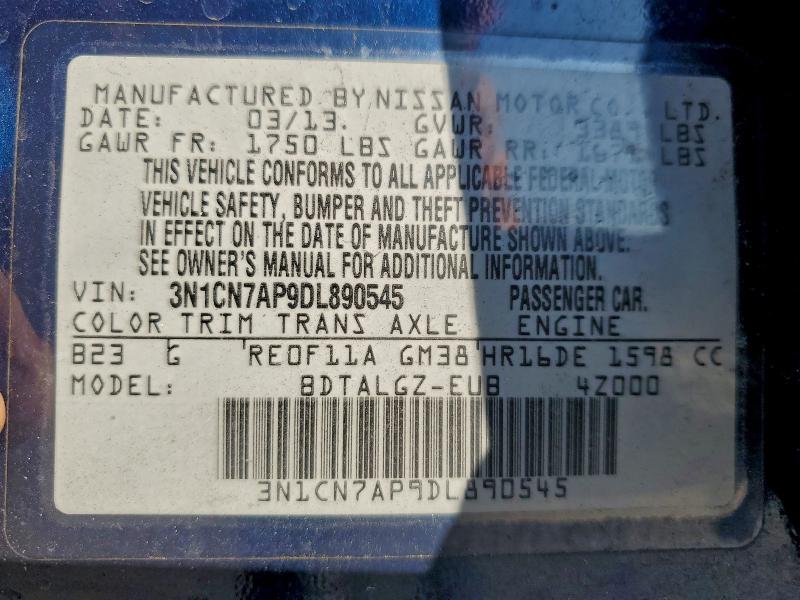 2013 NISSAN VERSA S #3304384591