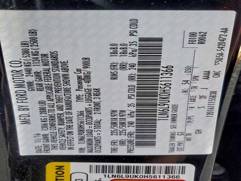 2017 LINCOLN CONTINENTA #3302746045