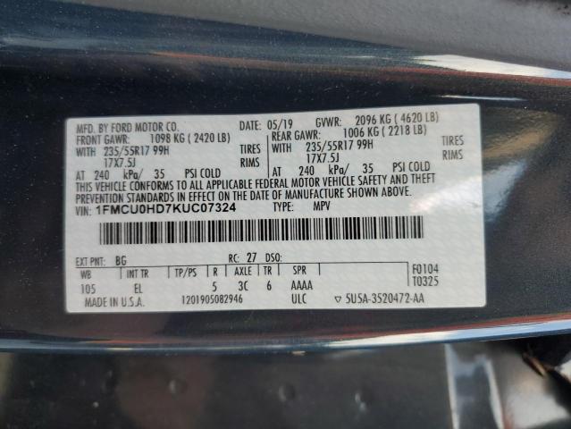 2019 FORD ESCAPE SEL - 1FMCU0HD7KUC07324