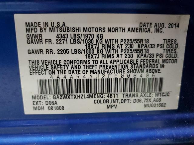 2015 MITSUBISHI OUTLANDER - 4A4AR4AU2FE006406