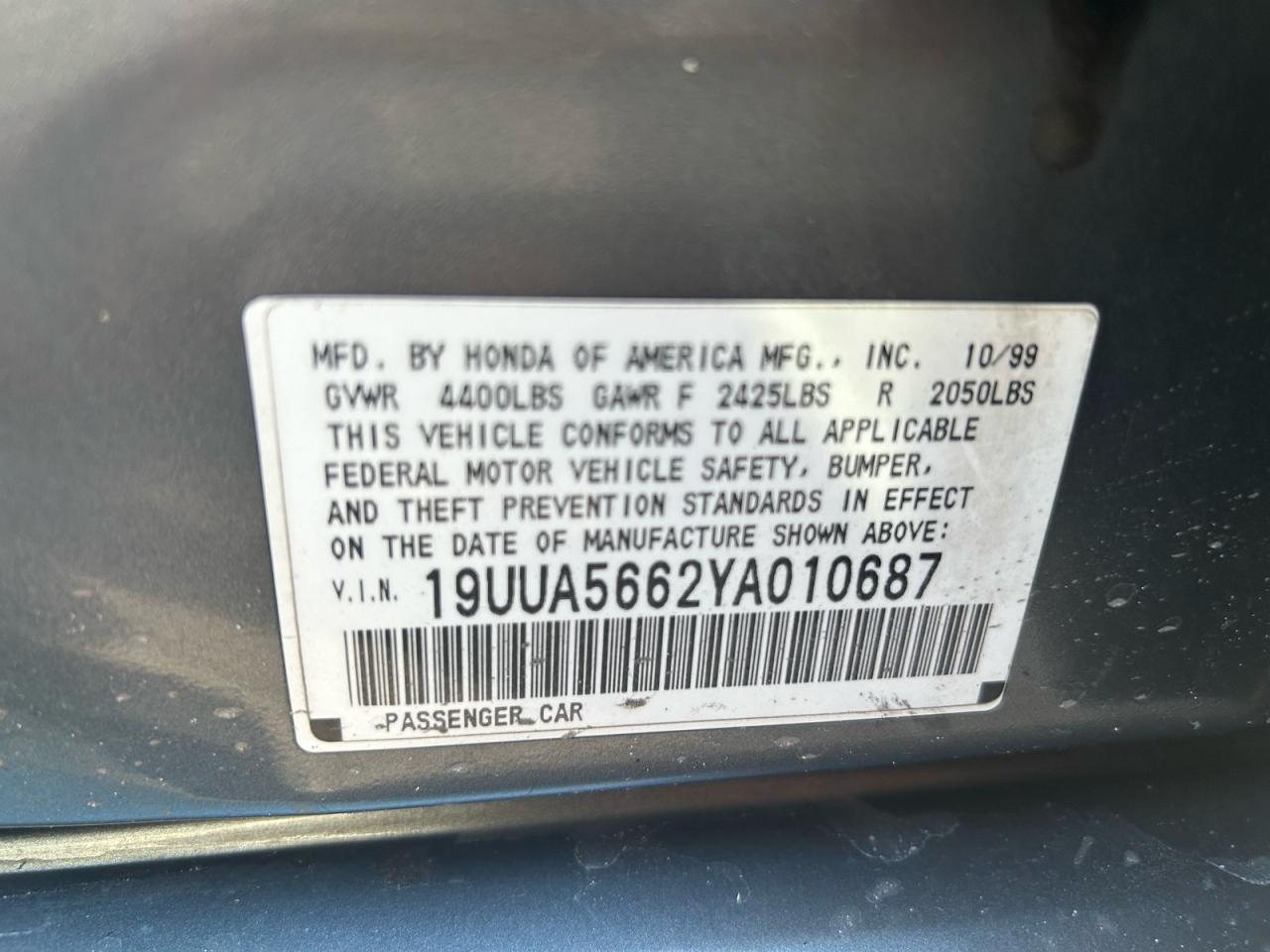 Lot #3287313996 2000 ACURA 3.2TL